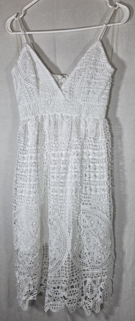 Charlotte Russe White Lace Spaghetti Strap Mini Dress Size Small